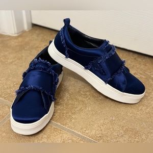 Sam Edelman "Levine" Slip On Sneakers - Blue Satin - 8.5